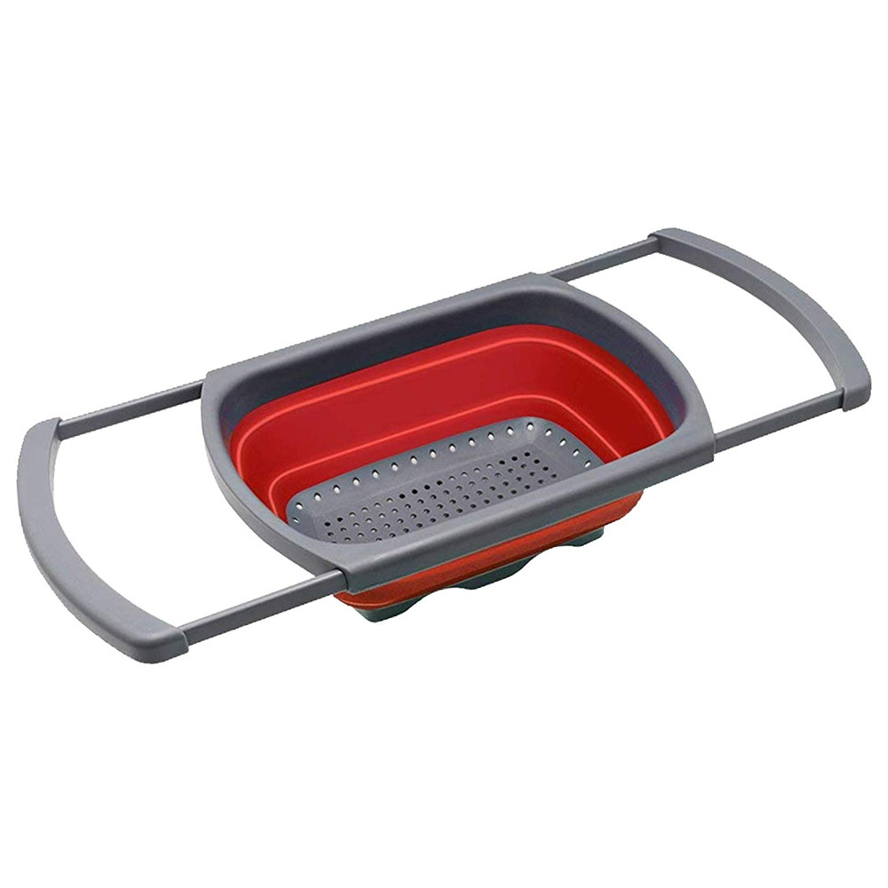 Silicone Over Sink Collapsible Strainer  39x26.5cm Red Artigee