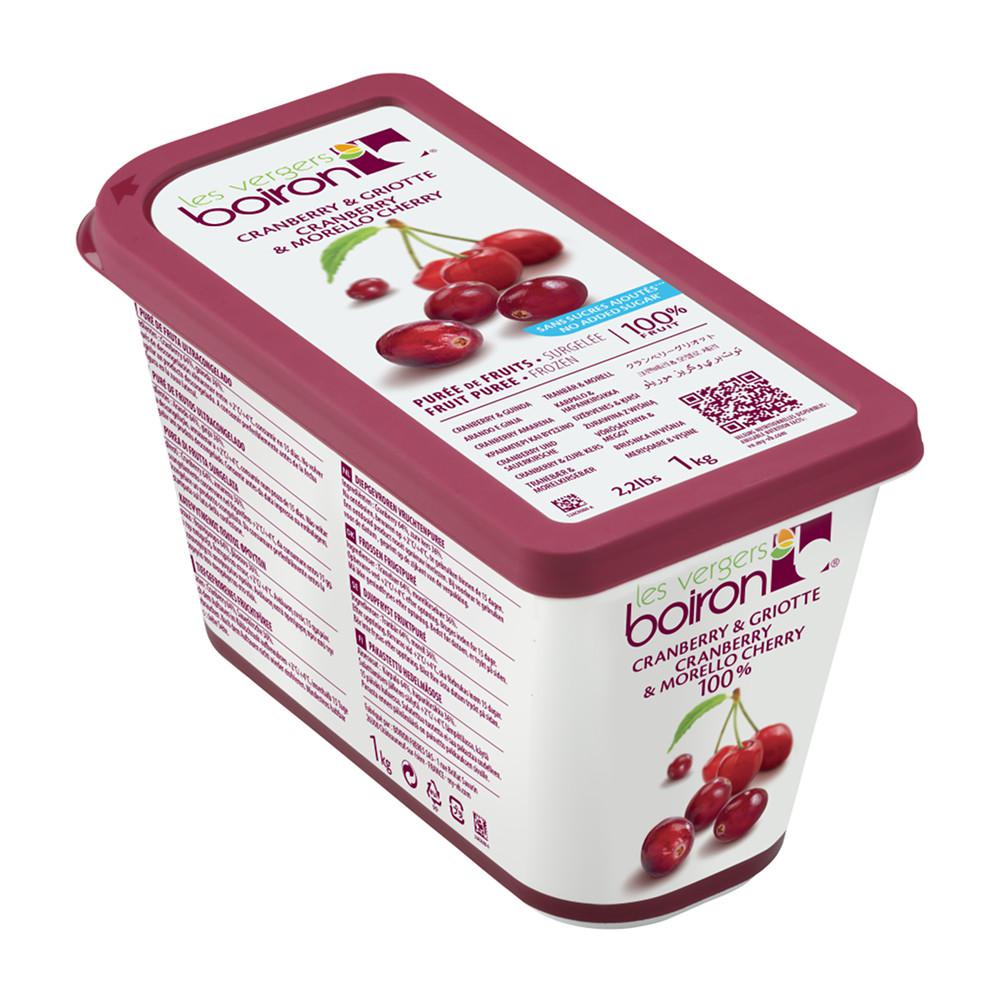 Cranberry &amp; Morello Cherry Puree 100% Pure Frozen 1 kg Boiron