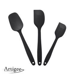 [ARTG-8042] Spatula & Spoon Silicone Black Set 1 pc Artigee