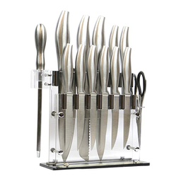 [ARTG-1001] Stainless Steel Knife Set with Acrylic Stand 14 piece Set Artigee